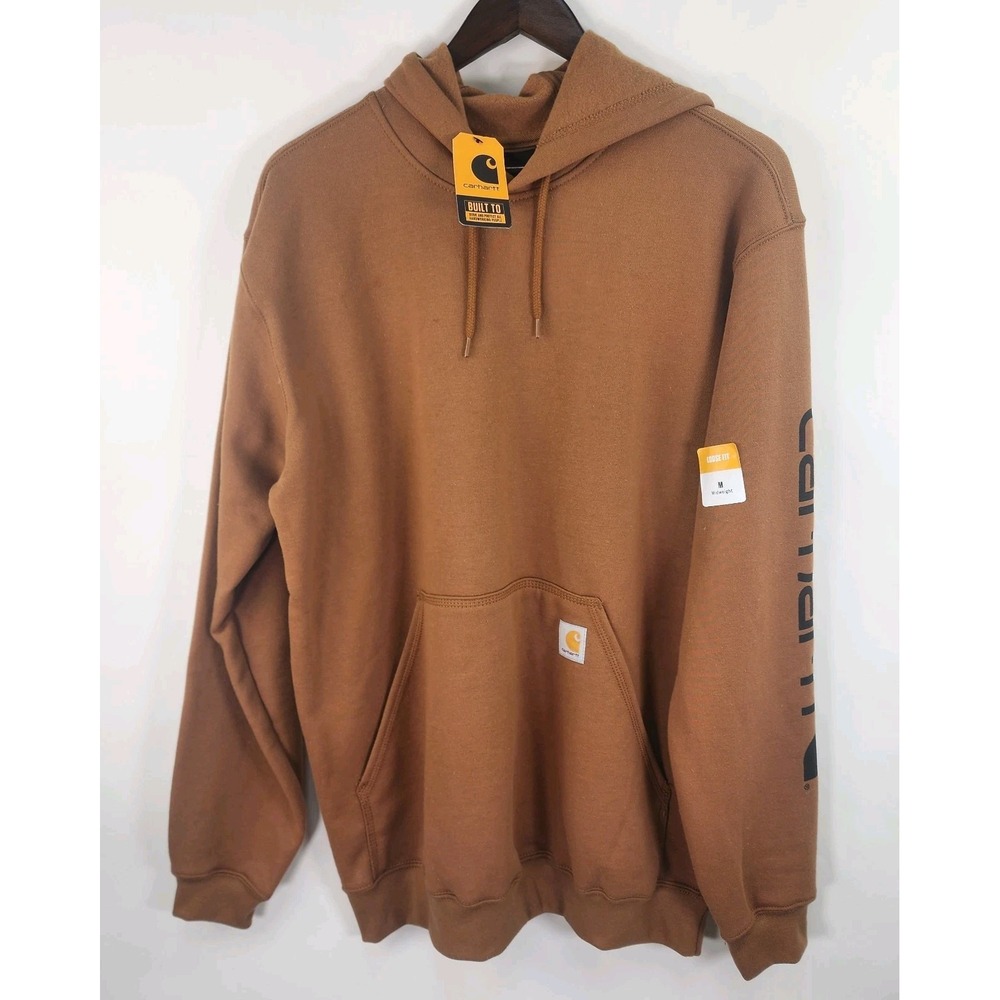 Carhartt Men's M Loose Fit Midweight Logo Sleeve Graphic Sweatshirt Hoodie Brown